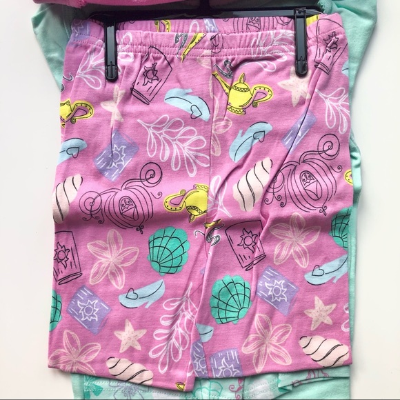 NEW Girl’s Disney Princess 4-piece Pajamas set -pink/mint - Picture 6 of 10